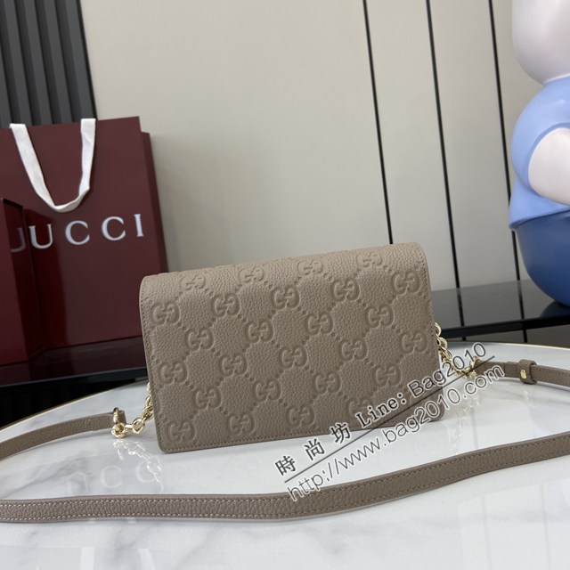 Gucci專櫃古馳最新款Emblem系列全皮鏈條包斜挎女包 jh2858型號：818705